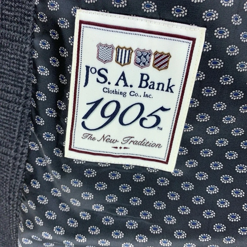 Jos A Bank 1905 Blazer Men's 42L Tailored Fit Gray Plaid Wool Sport Coat Jacket